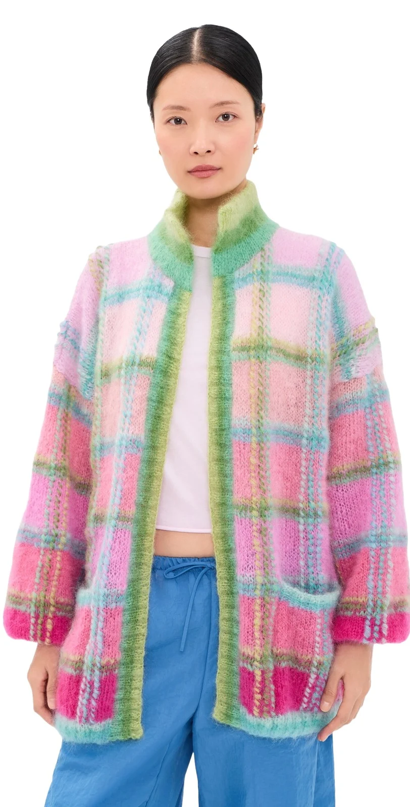 ROSE CARMINE Tartan Long Jacket