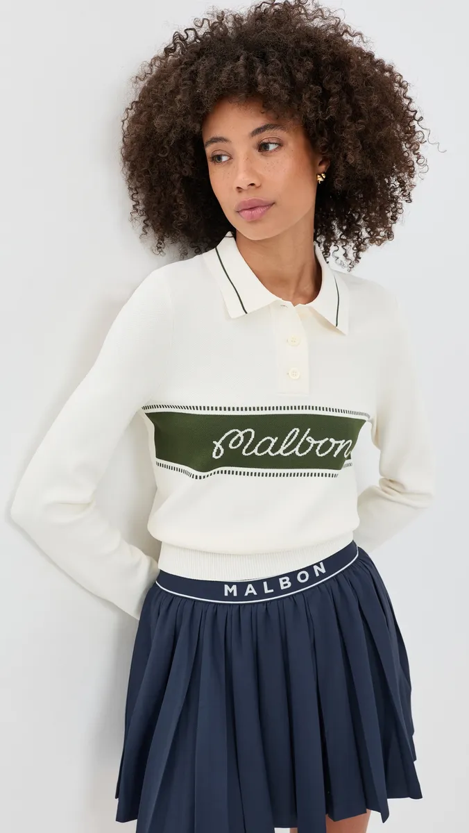 Malbon Elaine Long Sleeve Knit Polo | Thumbnail 2 Malbon Elaine Long Sleeve Knit Polo | Thumbnail 2