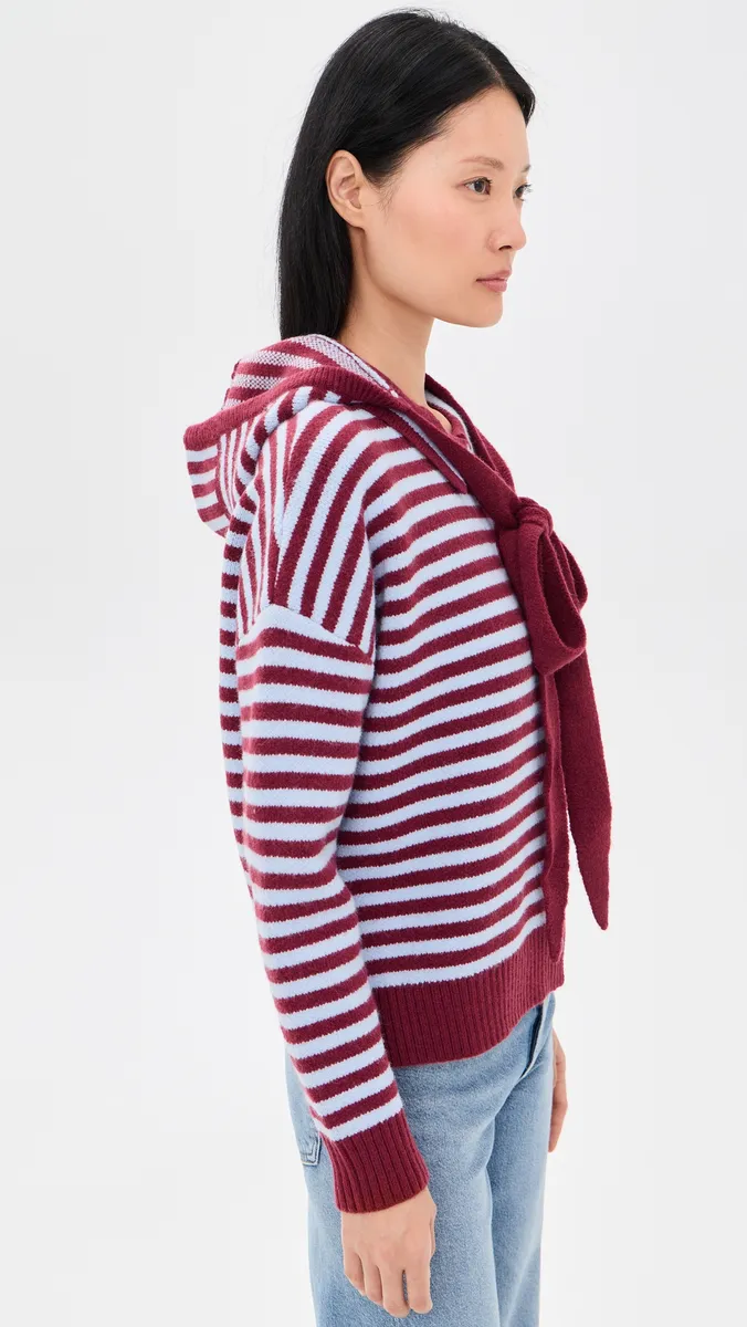 Another Girl Stripe Knit Cardigan with Bonnet Blue/Burgundy | Thumbnail 5 Another Girl Stripe Knit Cardigan with Bonnet Blue/Burgundy | Thumbnail 5