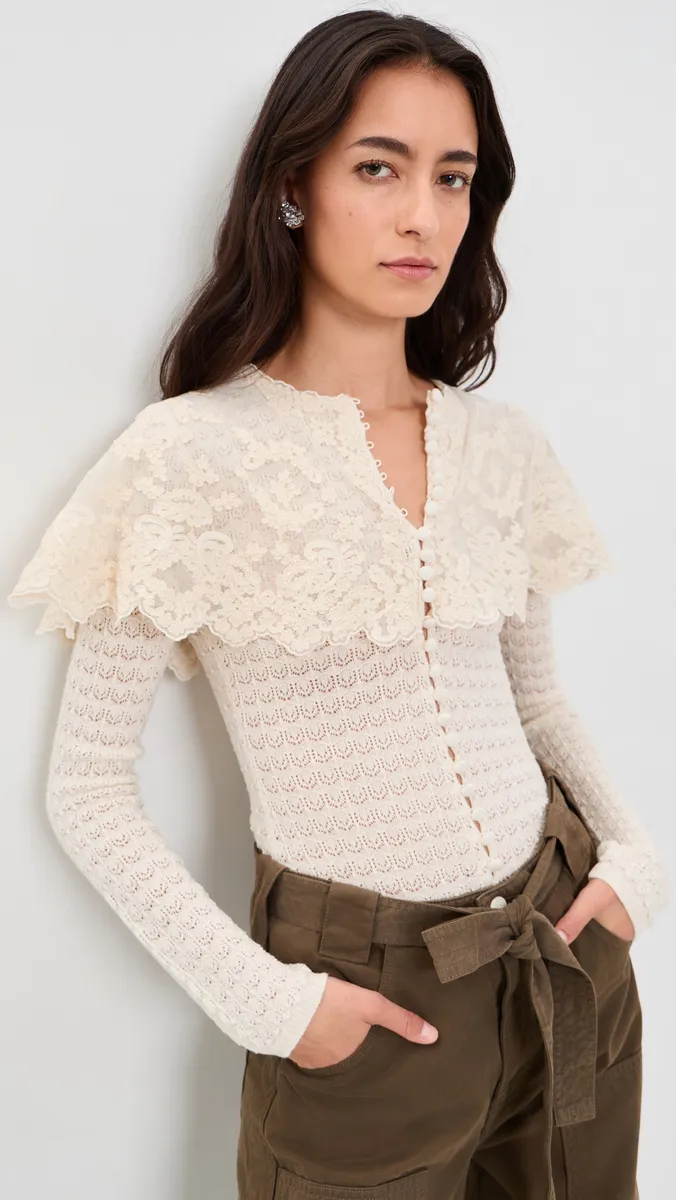Sea Chandra Lace Long Sleeve Cape Cardigan | Thumbnail 2 Sea Chandra Lace Long Sleeve Cape Cardigan | Thumbnail 2