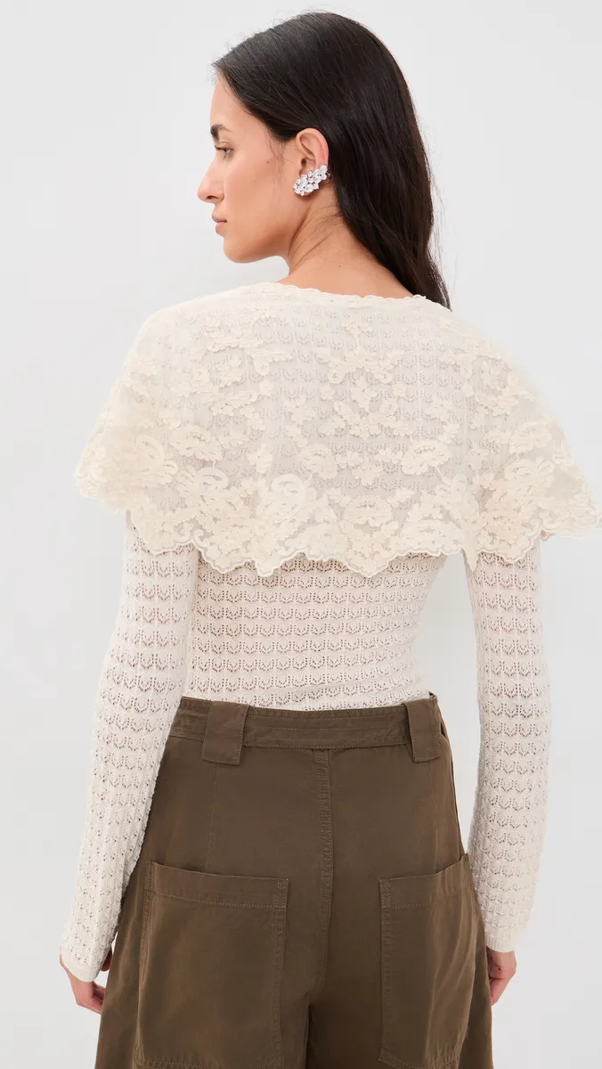 Sea Chandra Lace Long Sleeve Cape Cardigan | Thumbnail 3 Sea Chandra Lace Long Sleeve Cape Cardigan | Thumbnail 3