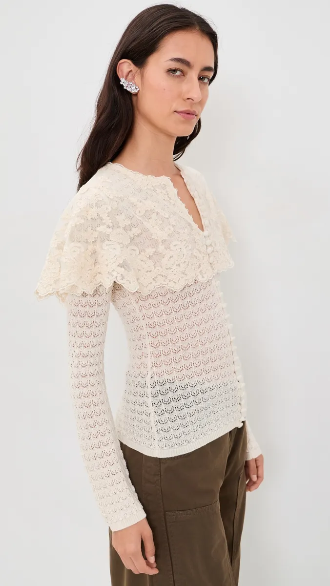 Sea Chandra Lace Long Sleeve Cape Cardigan | Thumbnail 4 Sea Chandra Lace Long Sleeve Cape Cardigan | Thumbnail 4