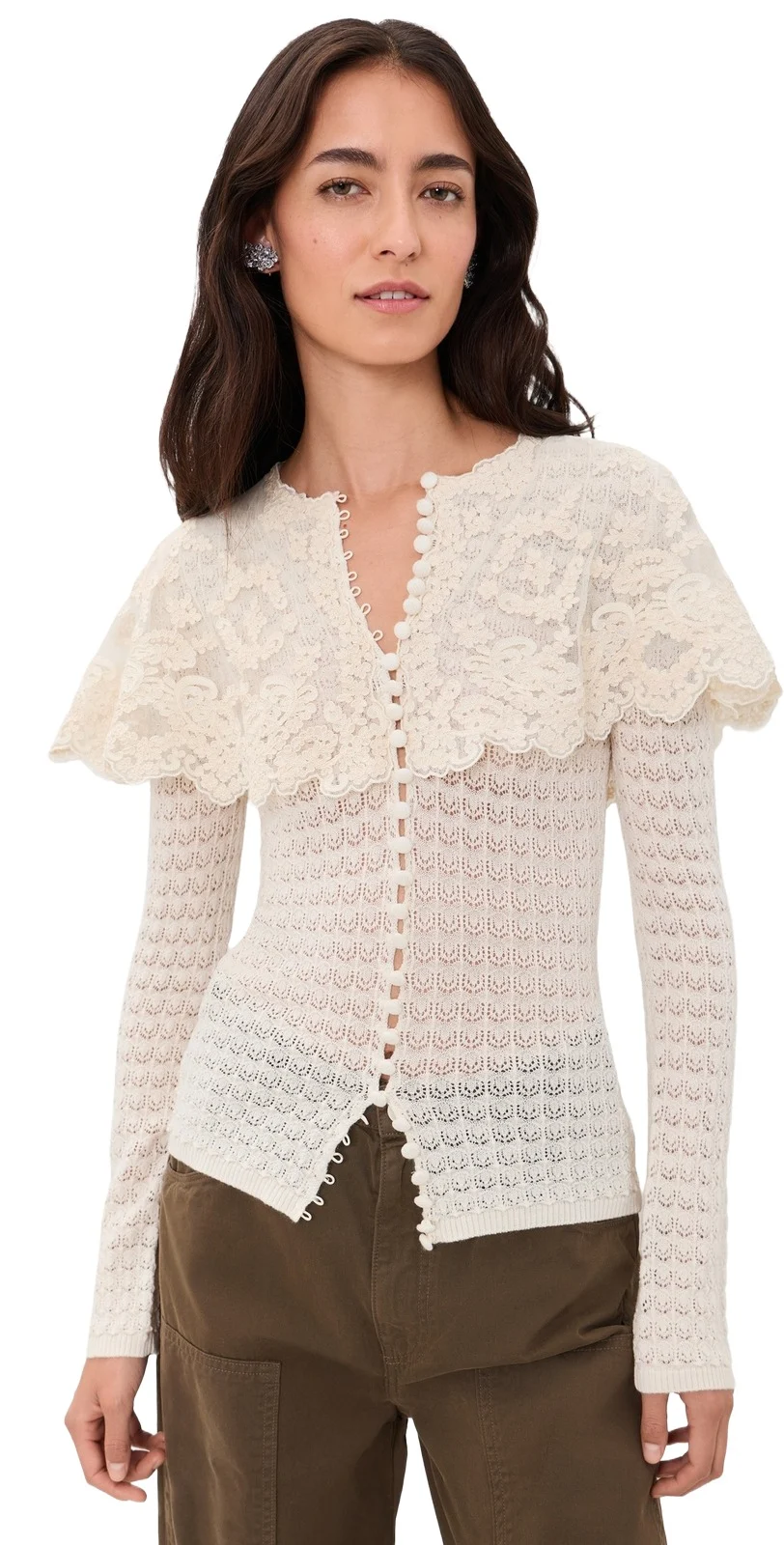 Sea Chandra Lace Long Sleeve Cape Cardigan