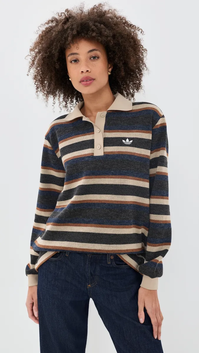 Adidas Stripe Knitted Polo Sweater | Thumbnail 2 Adidas Stripe Knitted Polo Sweater | Thumbnail 2