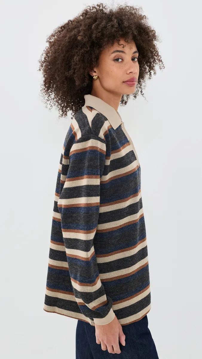 Adidas Stripe Knitted Polo Sweater | Thumbnail 4 Adidas Stripe Knitted Polo Sweater | Thumbnail 4