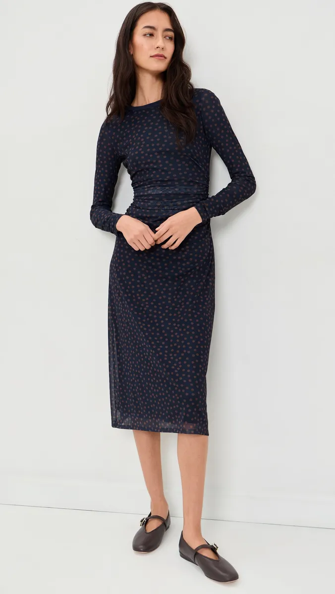 Madewell Long-Sleeve Ruched Midi Dress | Thumbnail 2 Madewell Long-Sleeve Ruched Midi Dress | Thumbnail 2