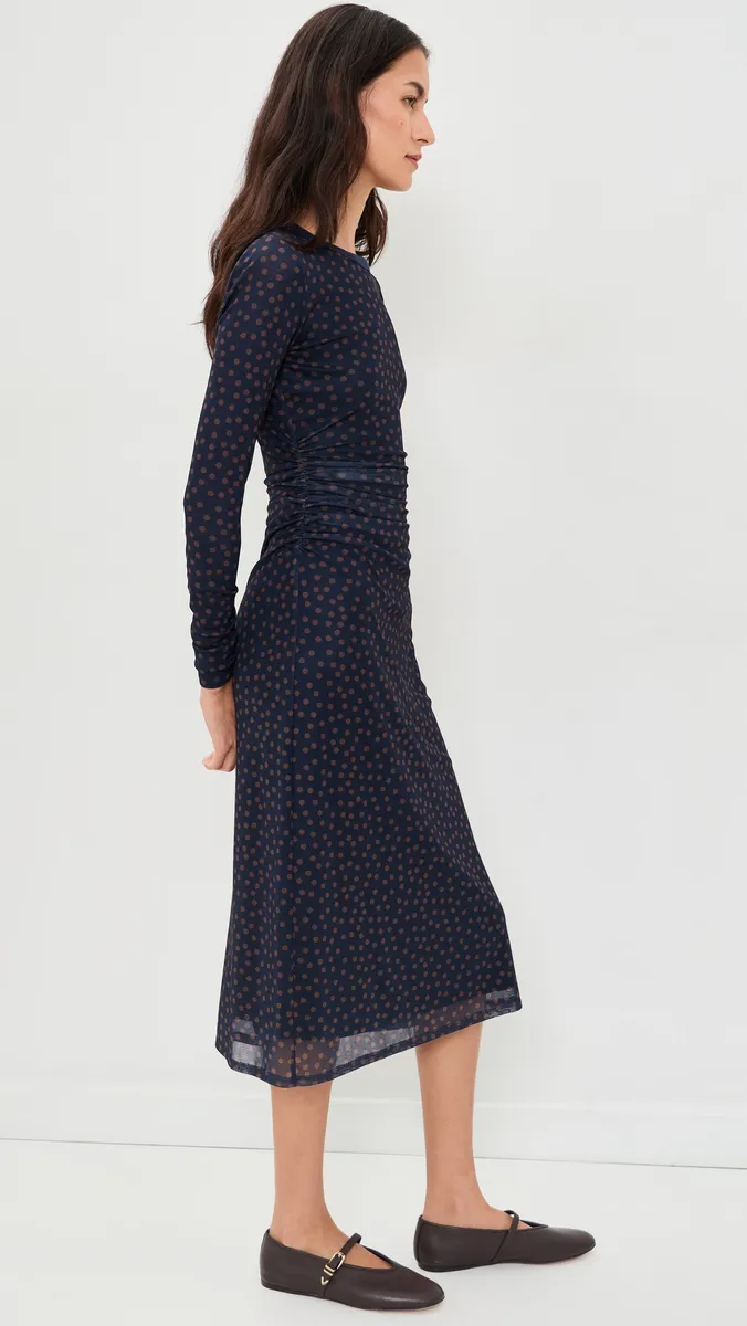 Madewell Long-Sleeve Ruched Midi Dress | Thumbnail 4 Madewell Long-Sleeve Ruched Midi Dress | Thumbnail 4
