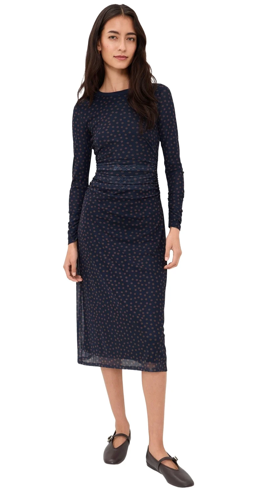 Madewell Long-Sleeve Ruched Midi Dress