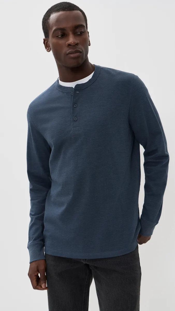 Faherty Long Sleeve Waffle Henley Tee | Thumbnail 2 Faherty Long Sleeve Waffle Henley Tee | Thumbnail 2