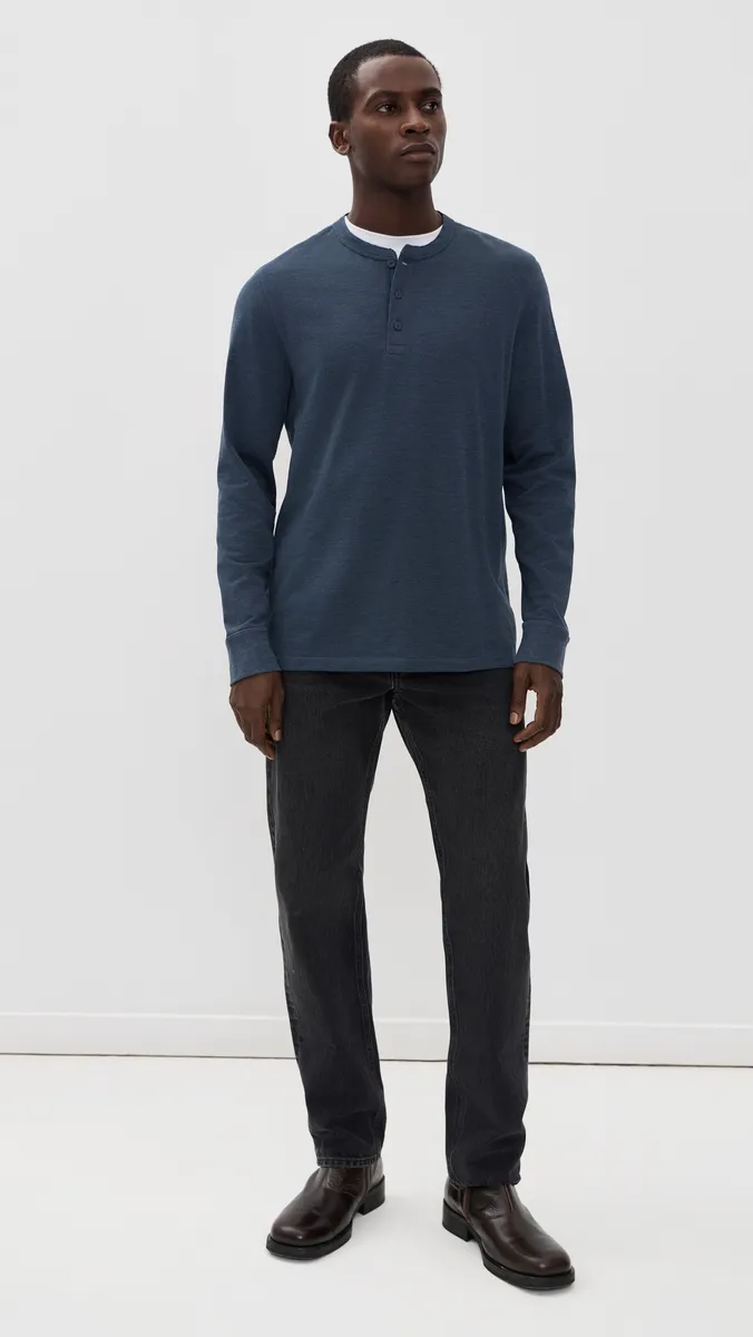Faherty Long Sleeve Waffle Henley Tee | Thumbnail 5 Faherty Long Sleeve Waffle Henley Tee | Thumbnail 5
