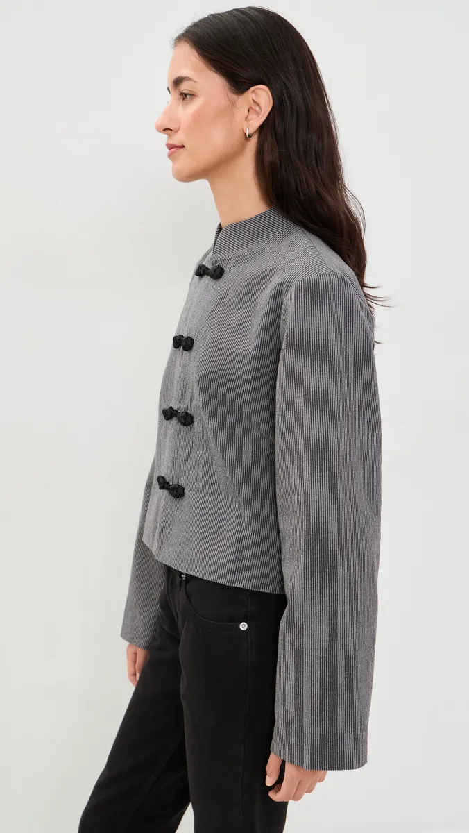 Another Girl Stripe Mandarin Collar Jacket | Thumbnail 4