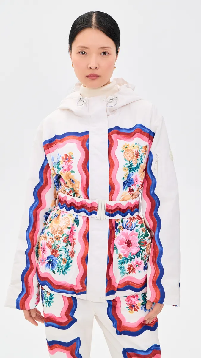 Farm Rio Floraline Scarf Cream Ski Jacket | Thumbnail 2
