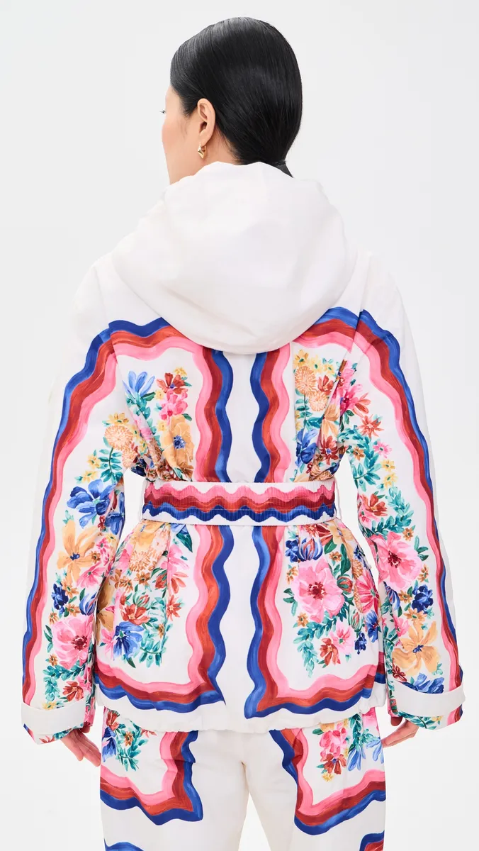 Farm Rio Floraline Scarf Cream Ski Jacket | Thumbnail 3