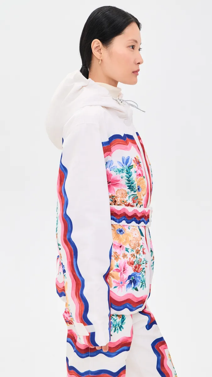 Farm Rio Floraline Scarf Cream Ski Jacket | Thumbnail 4