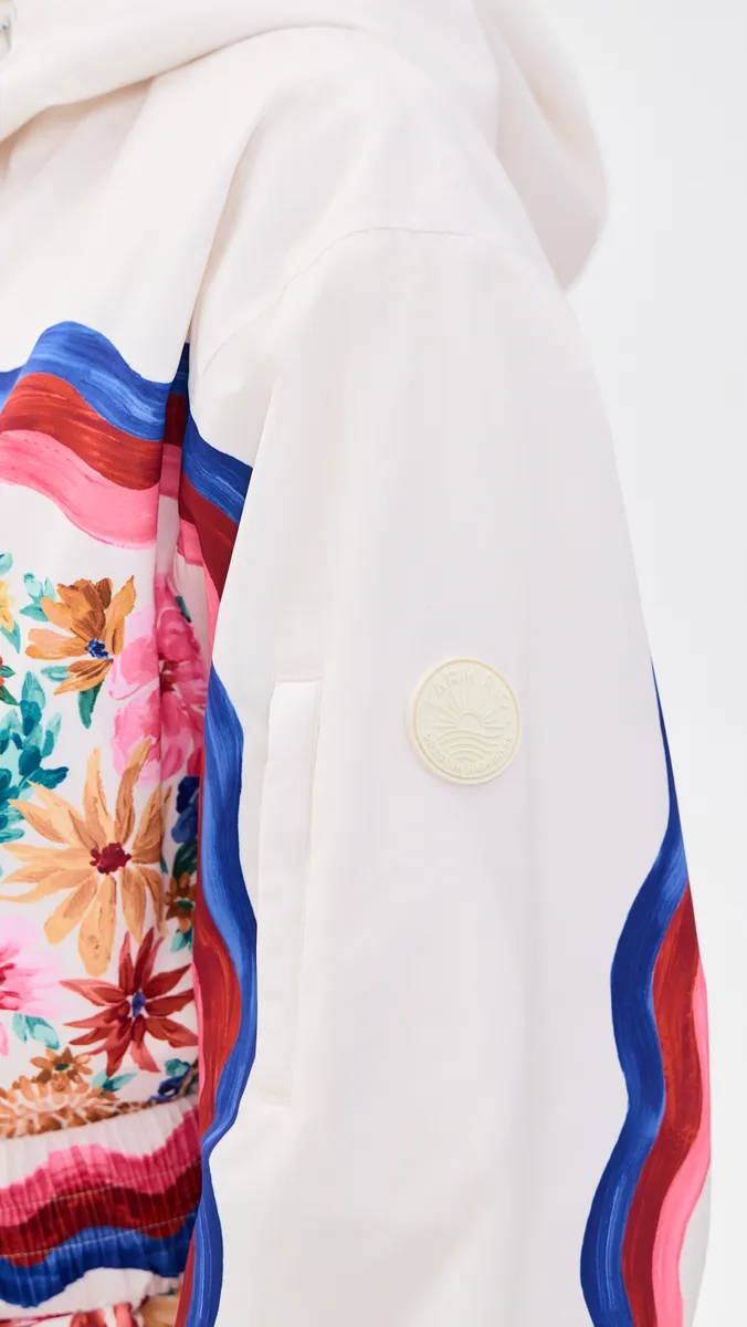 Farm Rio Floraline Scarf Cream Ski Jacket | Thumbnail 6