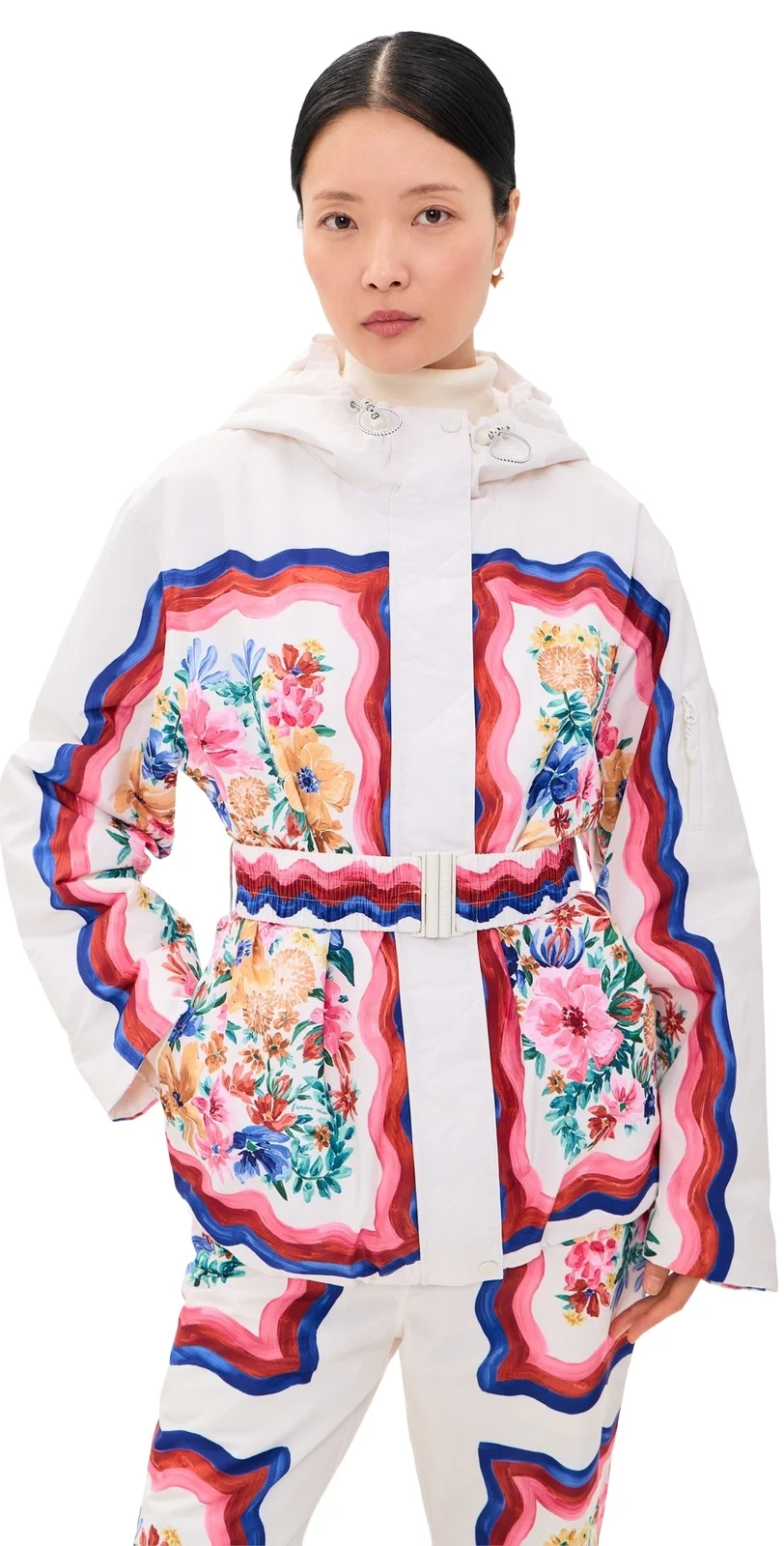 Floraline Scarf Cream Ski Jacket