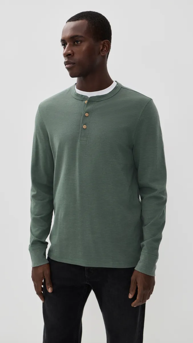 Faherty Long Sleeve Waffle Henley Tee | Thumbnail 2 Faherty Long Sleeve Waffle Henley Tee | Thumbnail 2