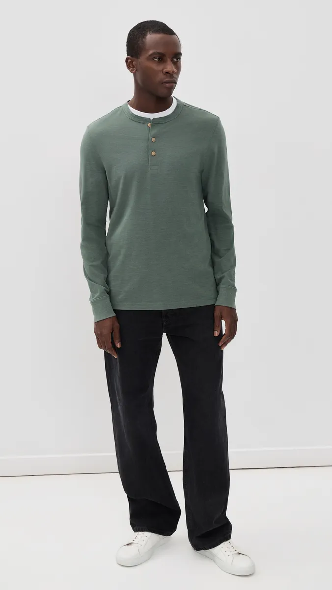 Faherty Long Sleeve Waffle Henley Tee | Thumbnail 5 Faherty Long Sleeve Waffle Henley Tee | Thumbnail 5