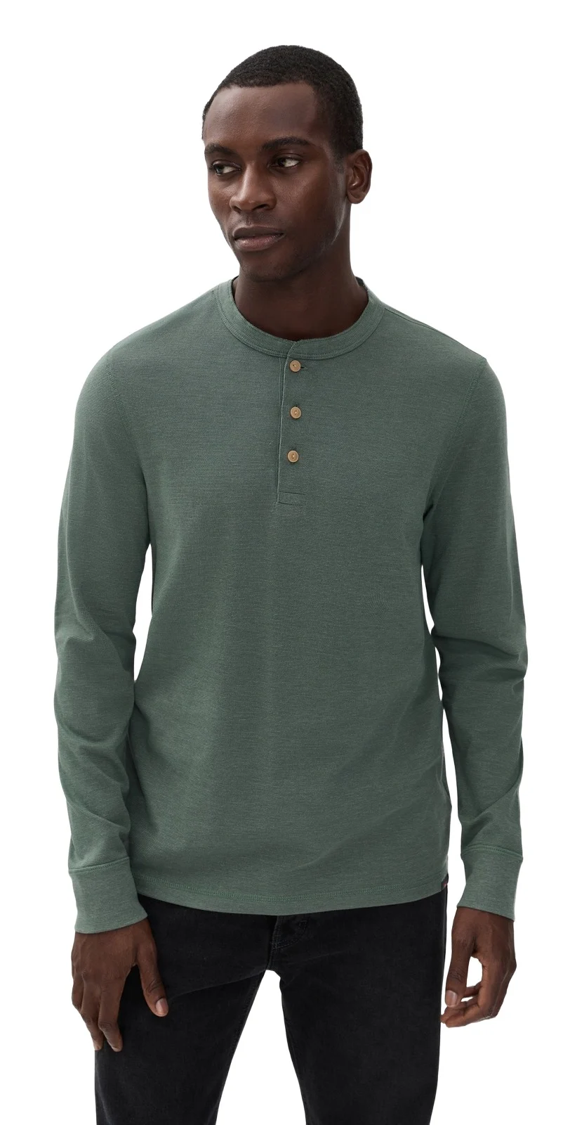 Faherty Long Sleeve Waffle Henley Tee