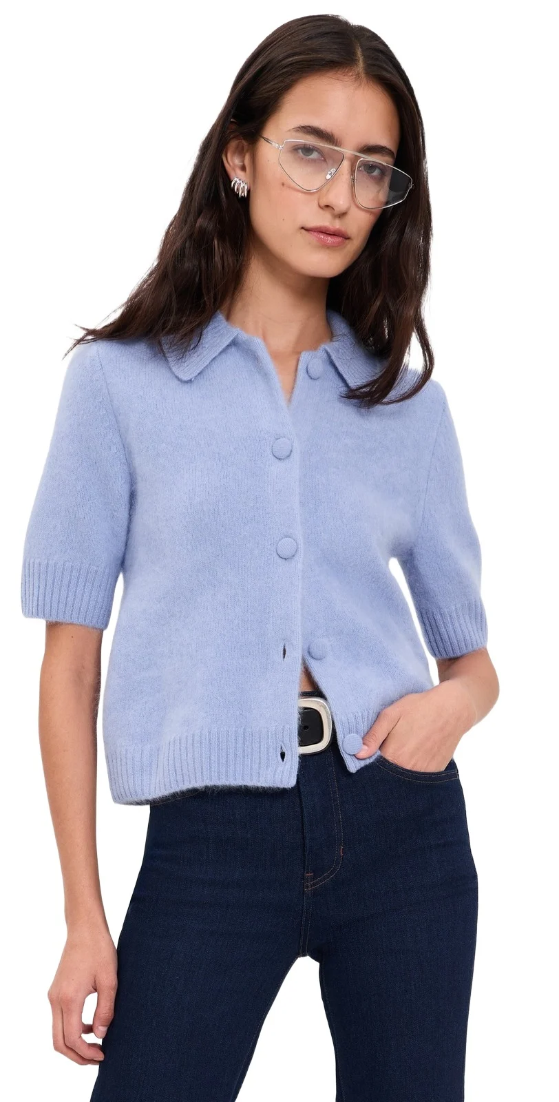 rag & bone Jada Brushed Cashmere Short Sleeve Cardigan