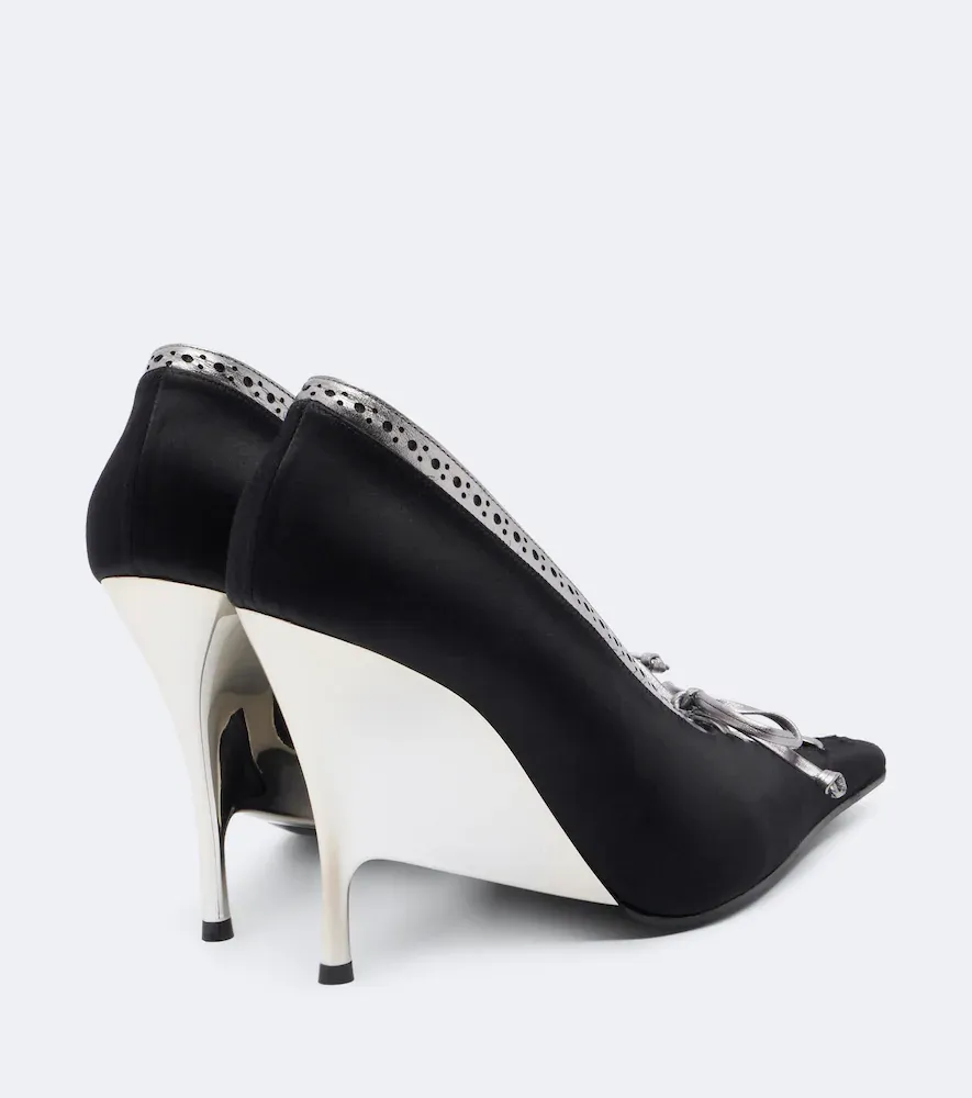 Alexander McQueen Koko leather and satin pumps | Thumbnail 3 Alexander McQueen Koko leather and satin pumps | Thumbnail 3