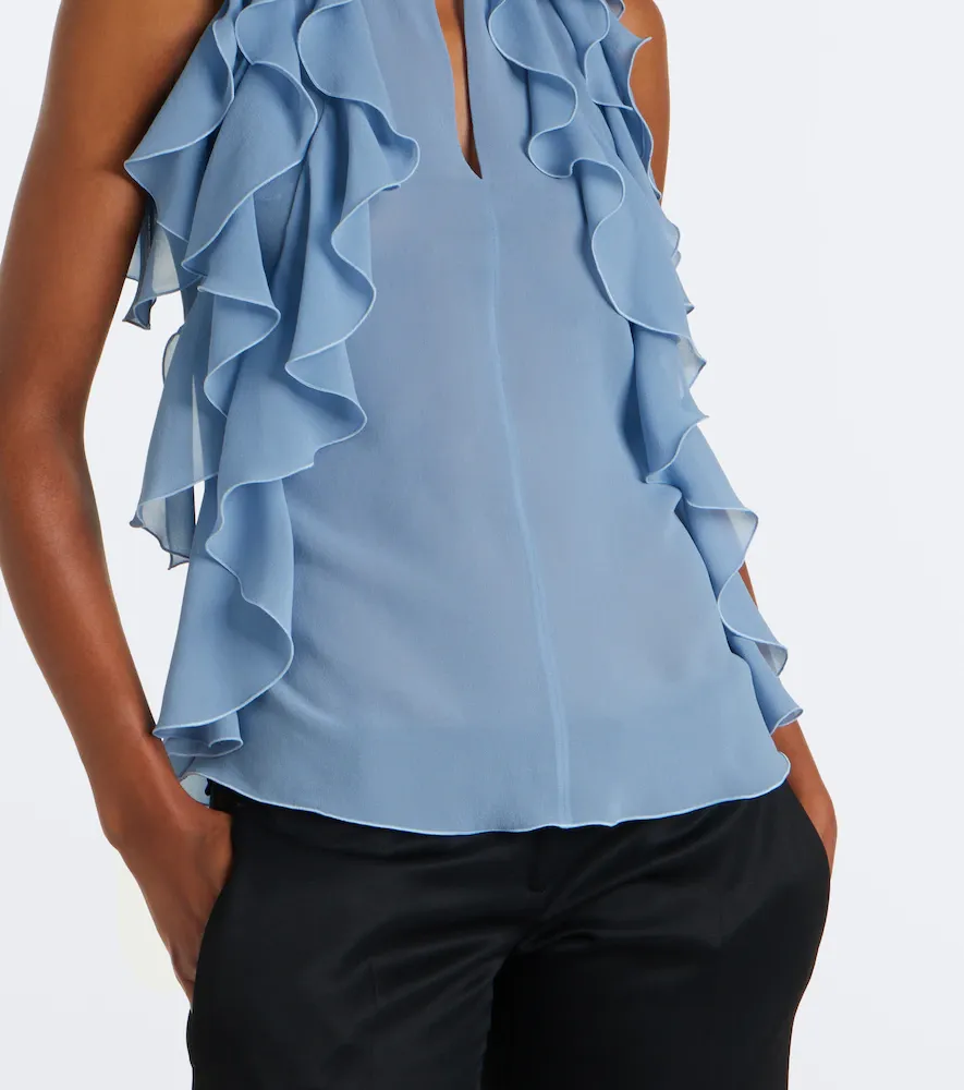 Alexander McQueen Ruffled cutout silk georgette top | Thumbnail 3 Alexander McQueen Ruffled cutout silk georgette top | Thumbnail 3