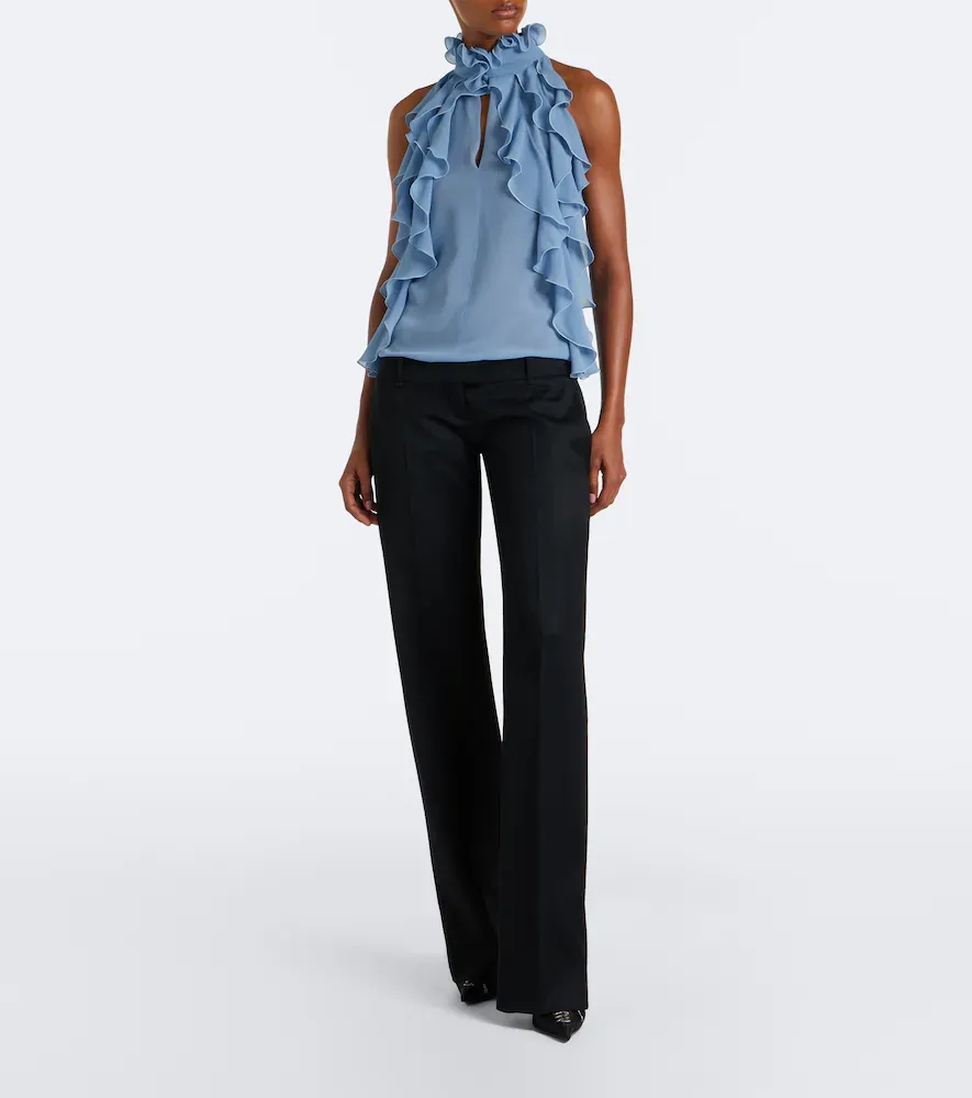 Alexander McQueen Ruffled cutout silk georgette top | Thumbnail 6 Alexander McQueen Ruffled cutout silk georgette top | Thumbnail 6