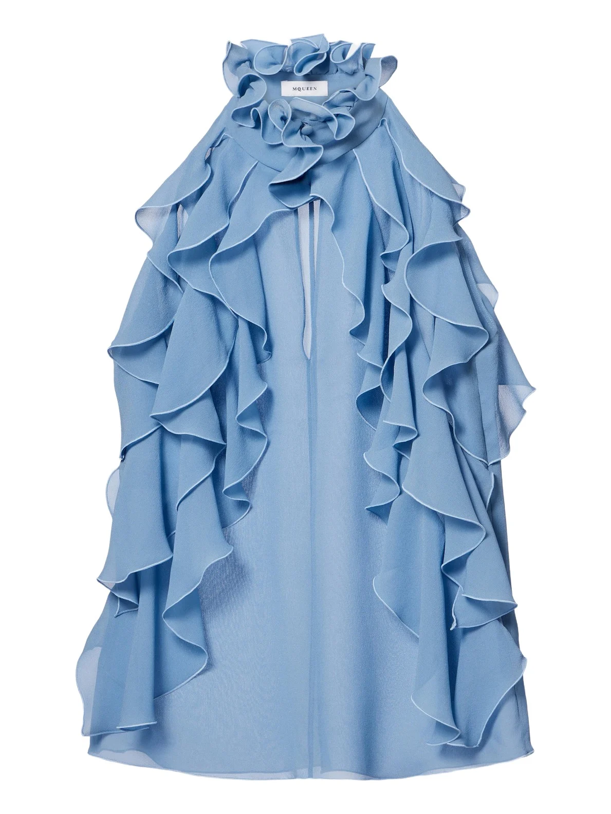 Alexander McQueen Ruffled cutout silk georgette top