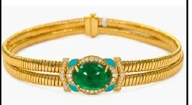 Wish Fine Jewelry 12.49ct Diamond Emerald 18K Italian Gold Choker Necklace