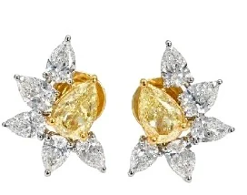 4.11ct Diamond 18K Gold Leaf Stud Earrings 4.11ct Diamond 18K Gold Leaf Stud Earrings