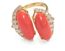 6.17ct Diamond Coral 18K Gold Open Ring 6.17ct Diamond Coral 18K Gold Open Ring