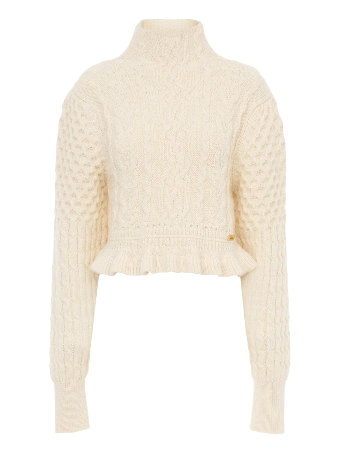 Cropped mock-neck sweater in a wool & alpaca knit