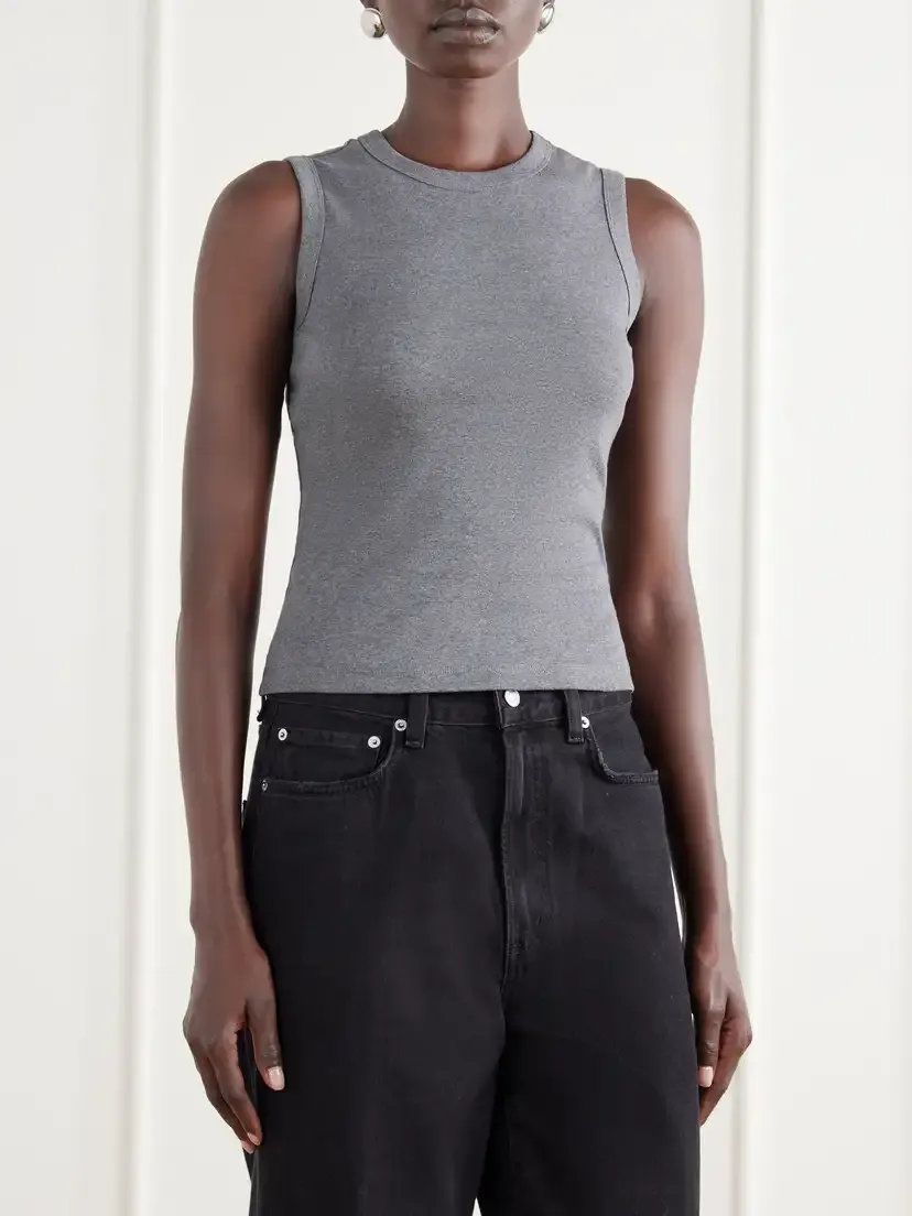 FLORE FLORE Esmé Ribbed Organic Cotton-jersey Tank | Thumbnail 3 FLORE FLORE Esmé Ribbed Organic Cotton-jersey Tank | Thumbnail 3