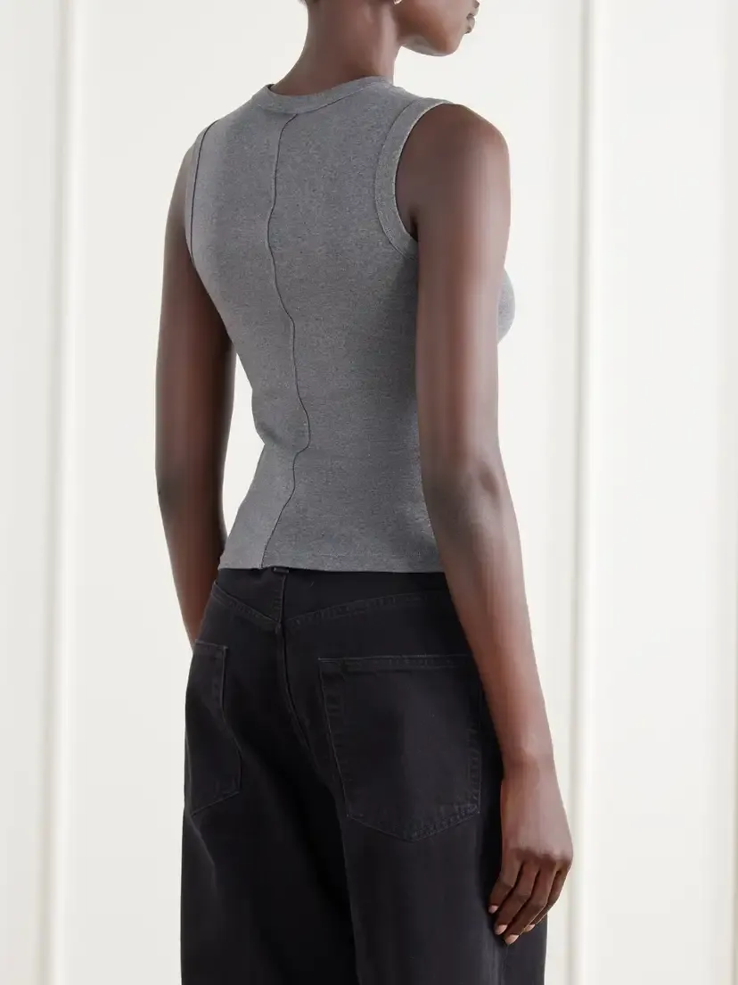 FLORE FLORE Esmé Ribbed Organic Cotton-jersey Tank | Thumbnail 4 FLORE FLORE Esmé Ribbed Organic Cotton-jersey Tank | Thumbnail 4