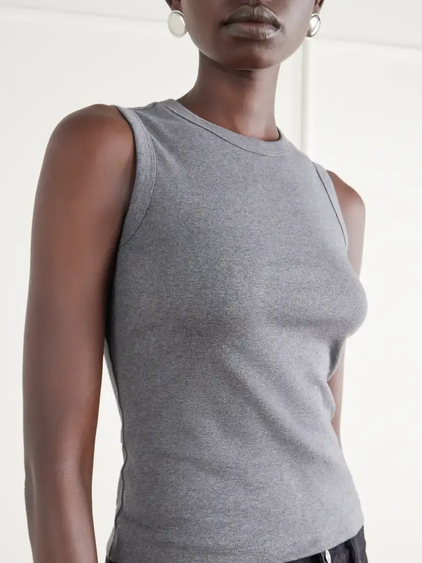 FLORE FLORE Esmé Ribbed Organic Cotton-jersey Tank | Thumbnail 5 FLORE FLORE Esmé Ribbed Organic Cotton-jersey Tank | Thumbnail 5