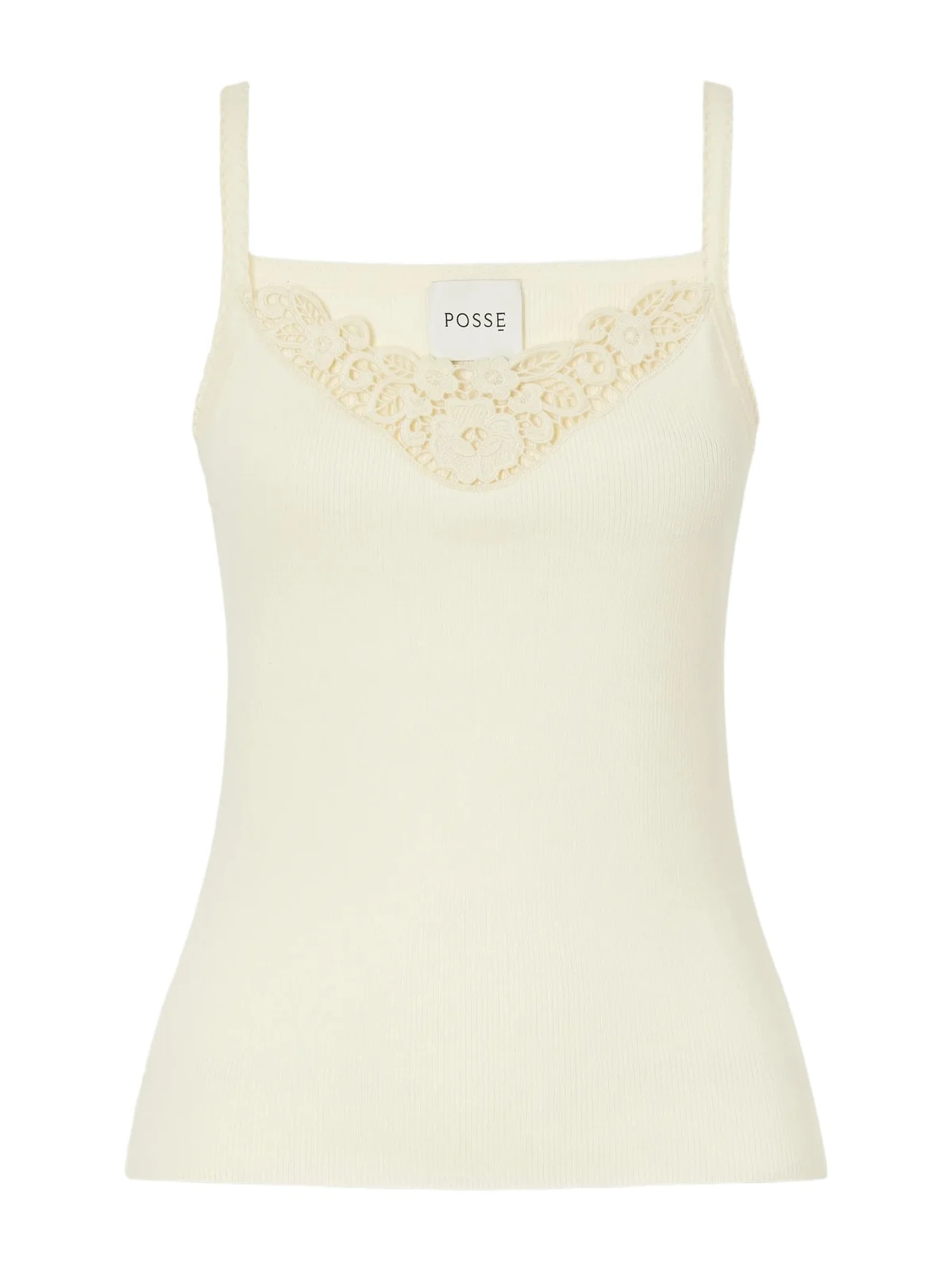 Posy Guipure Lace-trimmed Ribbed Cotton-blend Jersey Tank Posy Guipure Lace-trimmed Ribbed Cotton-blend Jersey Tank