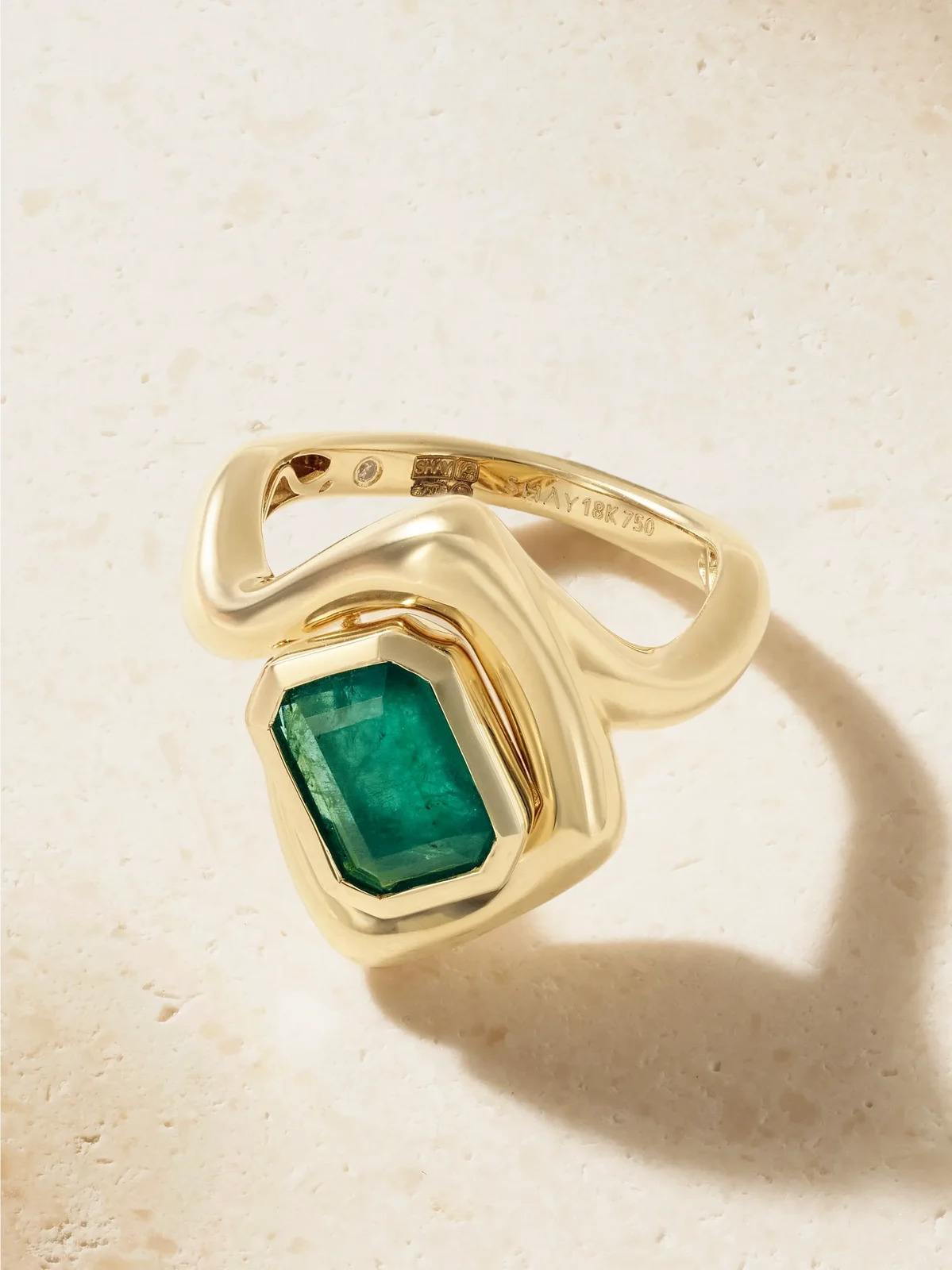 SHAY Zar 18-karat Gold, Emerald And Diamond Pinky Ring