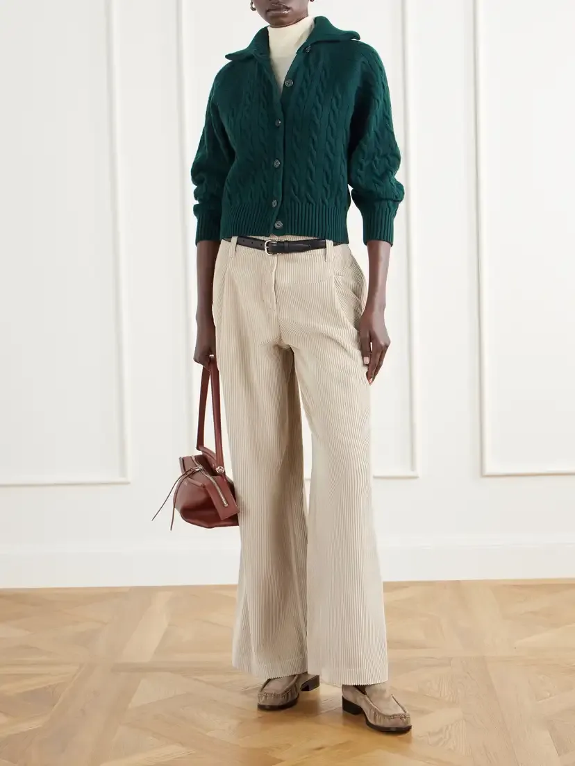 Polo Ralph Lauren Cropped Cable-knit Wool And Cashmere-blend Cardigan - Green | Thumbnail 2 Polo Ralph Lauren Cropped Cable-knit Wool And Cashmere-blend Cardigan - Green | Thumbnail 2