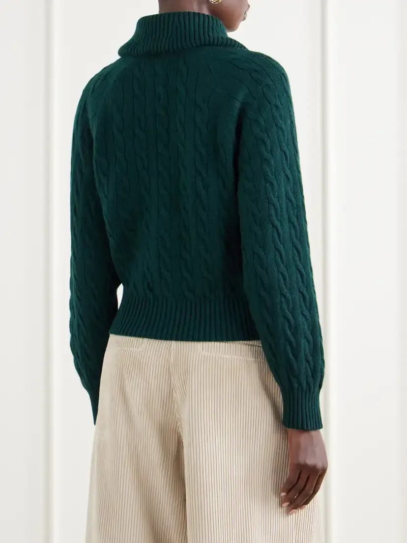 Polo Ralph Lauren Cropped Cable-knit Wool And Cashmere-blend Cardigan - Green | Thumbnail 4 Polo Ralph Lauren Cropped Cable-knit Wool And Cashmere-blend Cardigan - Green | Thumbnail 4