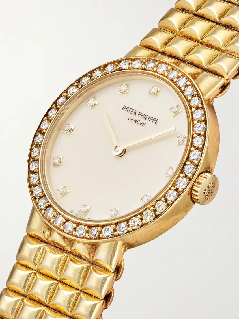 Stephanie Windsor + Patek Philippe Vintage 1980s Calatrava Mini Quartz-movement 18-karat Gold Diamond Watch, Ref. 4746j (6.25" Wrist) | Thumbnail 3 Stephanie Windsor + Patek Philippe Vintage 1980s Calatrava Mini Quartz-movement 18-karat Gold Diamond Watch, Ref. 4746j (6.25" Wrist) | Thumbnail 3