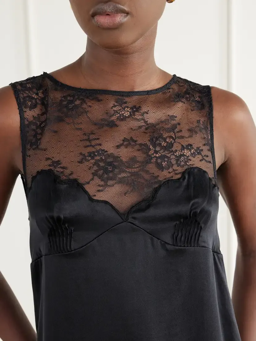 Posse Blake Ruched Lace-trimmed Silk-satin Mini Dress | Thumbnail 4 Posse Blake Ruched Lace-trimmed Silk-satin Mini Dress | Thumbnail 4