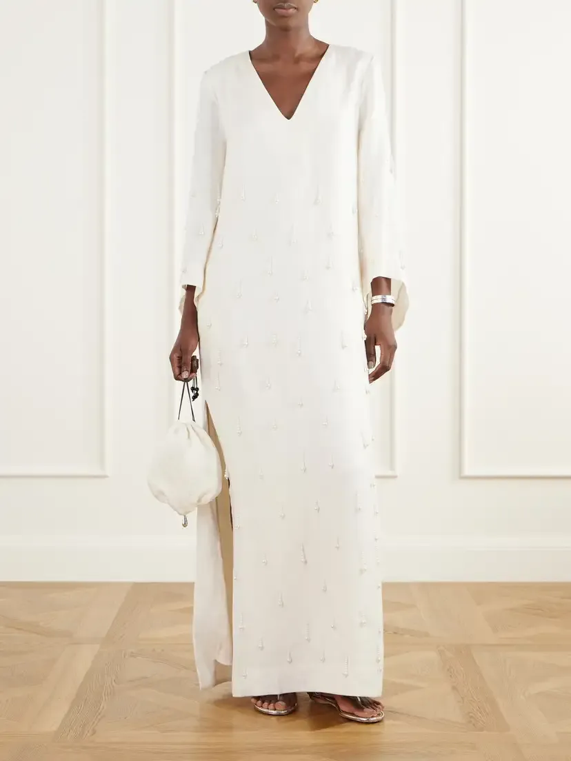 ANDRES OTALORA Velar Embellished Linen-woven Maxi Dress | Thumbnail 2 ANDRES OTALORA Velar Embellished Linen-woven Maxi Dress | Thumbnail 2