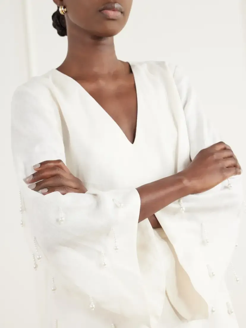 ANDRES OTALORA Velar Embellished Linen-woven Maxi Dress | Thumbnail 4 ANDRES OTALORA Velar Embellished Linen-woven Maxi Dress | Thumbnail 4