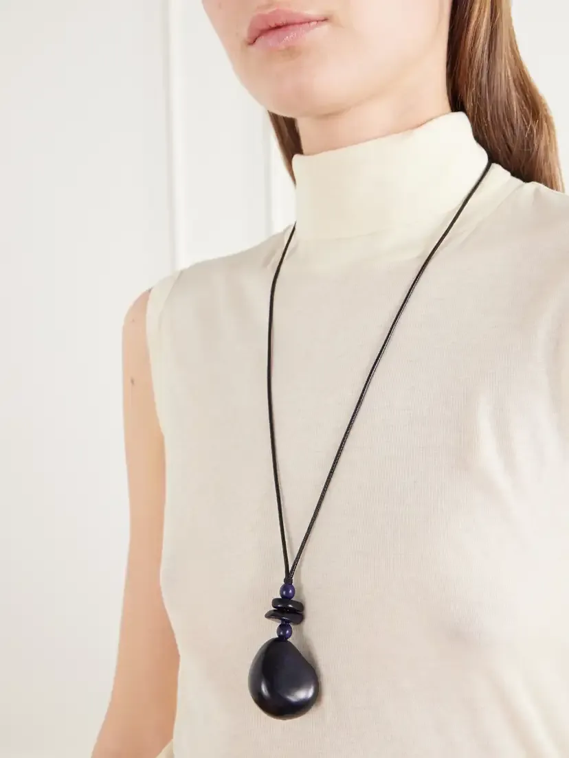 Hunting Season The Tagua Pendant Seed And Leather Necklace - Blue | Thumbnail 2 Hunting Season The Tagua Pendant Seed And Leather Necklace - Blue | Thumbnail 2