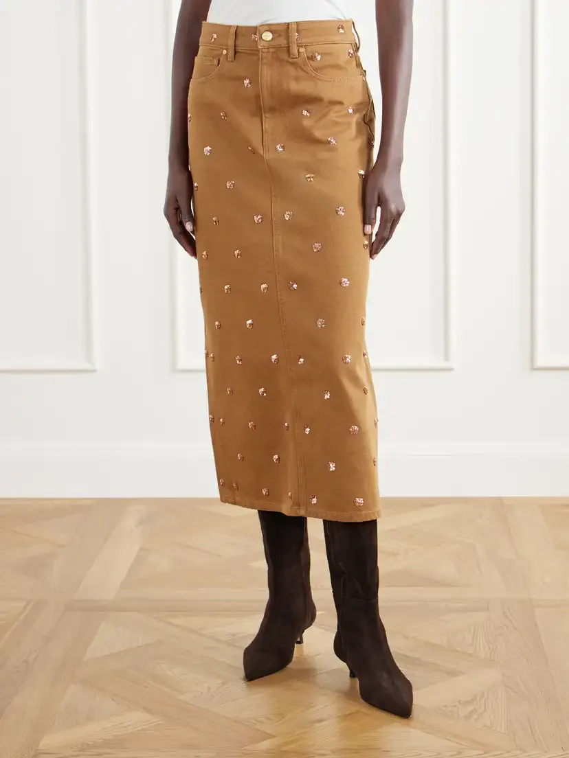Ulla Johnson The Verona Sequin-embellished Denim Midi Skirt | Thumbnail 3 Ulla Johnson The Verona Sequin-embellished Denim Midi Skirt | Thumbnail 3