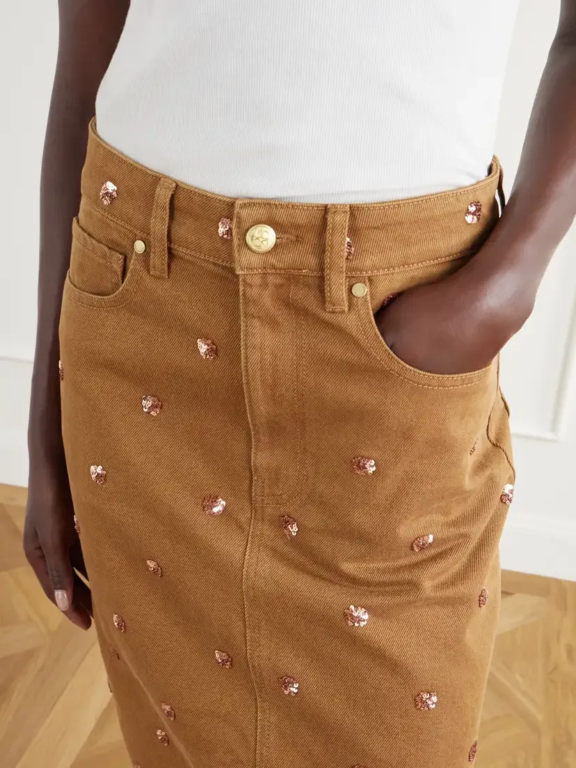Ulla Johnson The Verona Sequin-embellished Denim Midi Skirt | Thumbnail 5 Ulla Johnson The Verona Sequin-embellished Denim Midi Skirt | Thumbnail 5