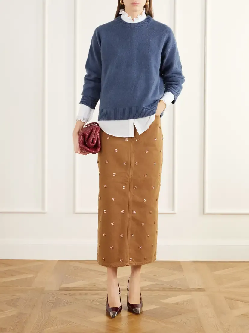 Ulla Johnson The Verona Sequin-embellished Denim Midi Skirt | Thumbnail 6 Ulla Johnson The Verona Sequin-embellished Denim Midi Skirt | Thumbnail 6