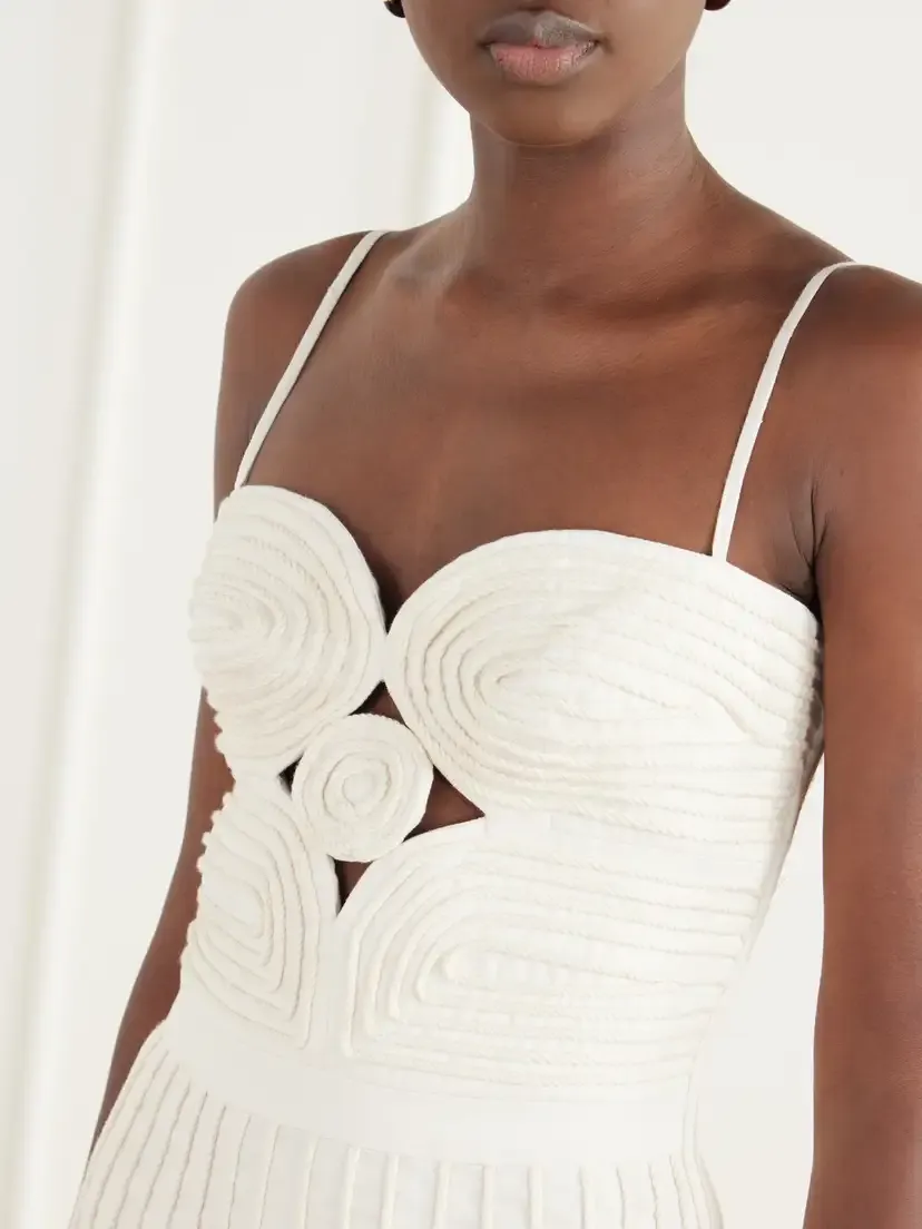 ANDRES OTALORA Terra Cut-out Corded Linen-woven Midi Dress | Thumbnail 4 ANDRES OTALORA Terra Cut-out Corded Linen-woven Midi Dress | Thumbnail 4