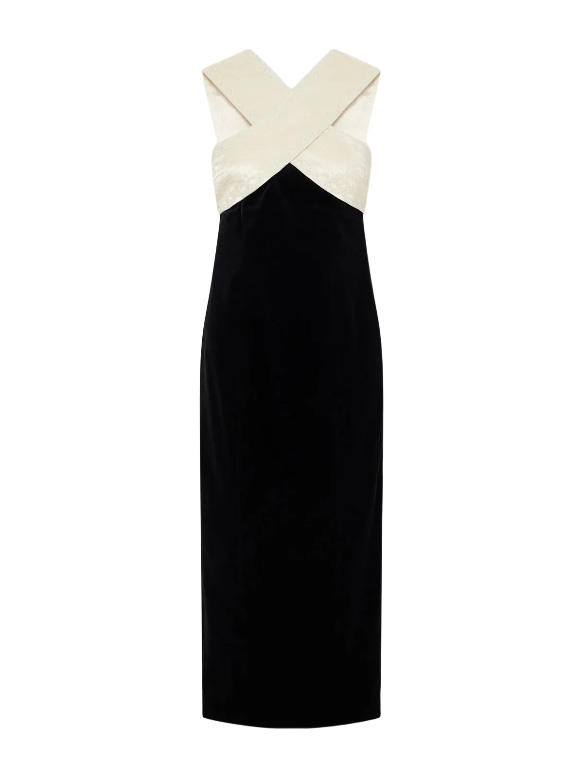 Florian Embroidered Satin-trimmed Cotton-velvet Midi Dress Florian Embroidered Satin-trimmed Cotton-velvet Midi Dress