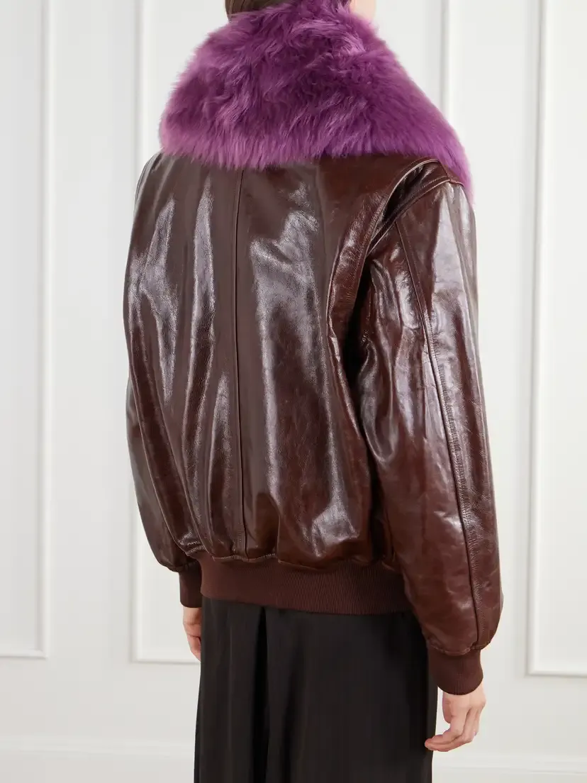 Rabanne Shearling-trimmed Leather Bomber Jacket | Thumbnail 4 Rabanne Shearling-trimmed Leather Bomber Jacket | Thumbnail 4